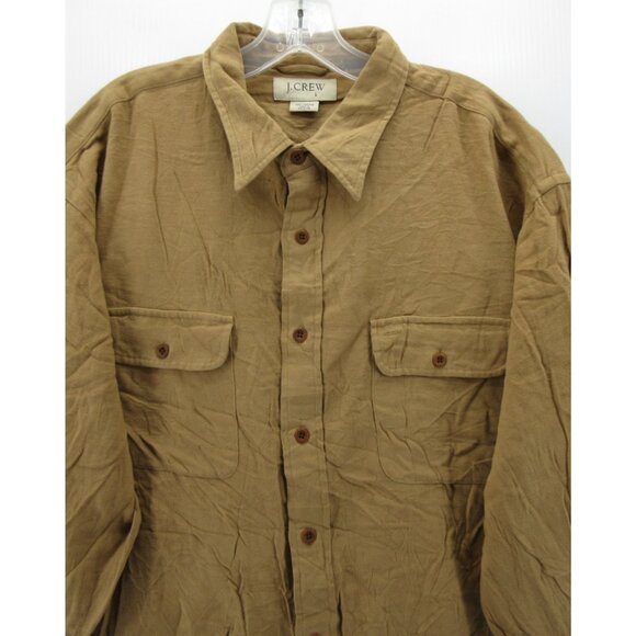 VINTAGE J Crew Shirt Large Flannel Button Up Utility Flap Pockets 90s - Picture 2 of 9